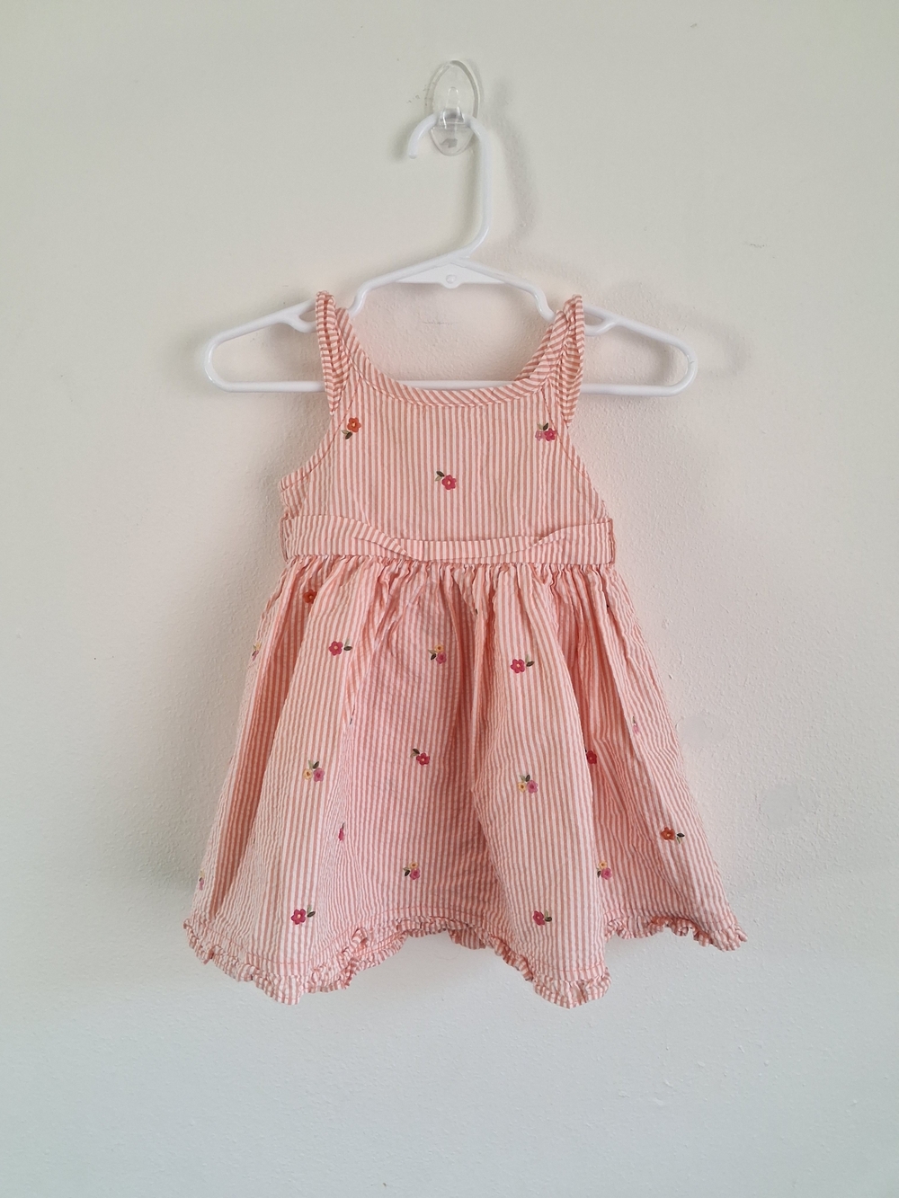 Gymboree Girls Pink Striped Floral Sundress 6/12 Months Y2K